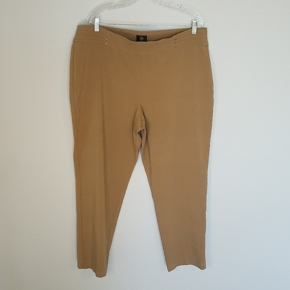 JM Collection Plus Size Dark Khaki Stretch Trousers XXL